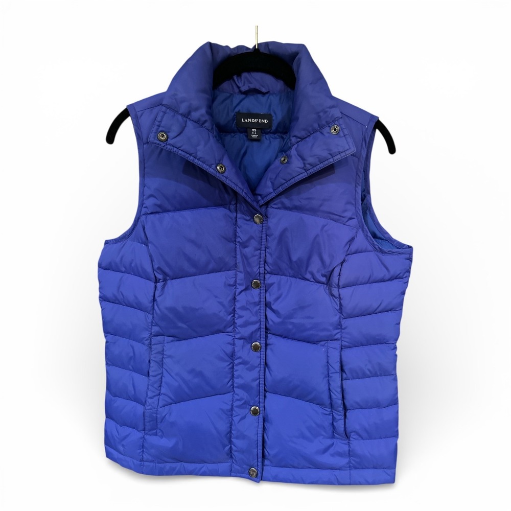 Lands' End Women's Puffer Vest Down Fill Quilted Royal Blue XS